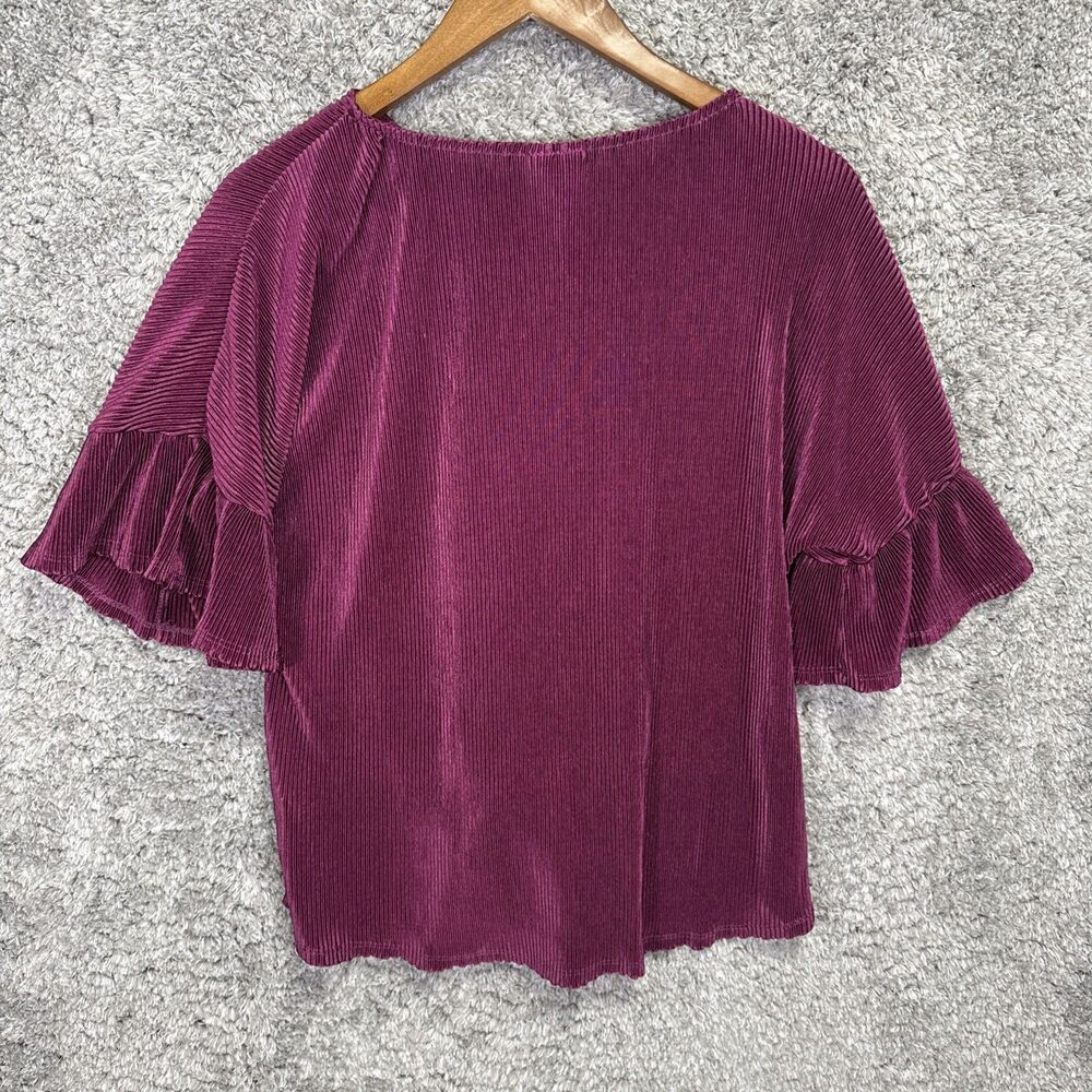 Truself Women’s Purple Burgundy Dolman Flare Sleeve Blouse Top Small Stretch - Picture 6 of 8